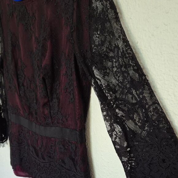 Ann Taylor Purple and Black Lace Blouse Size 2 - Picture 4 of 15